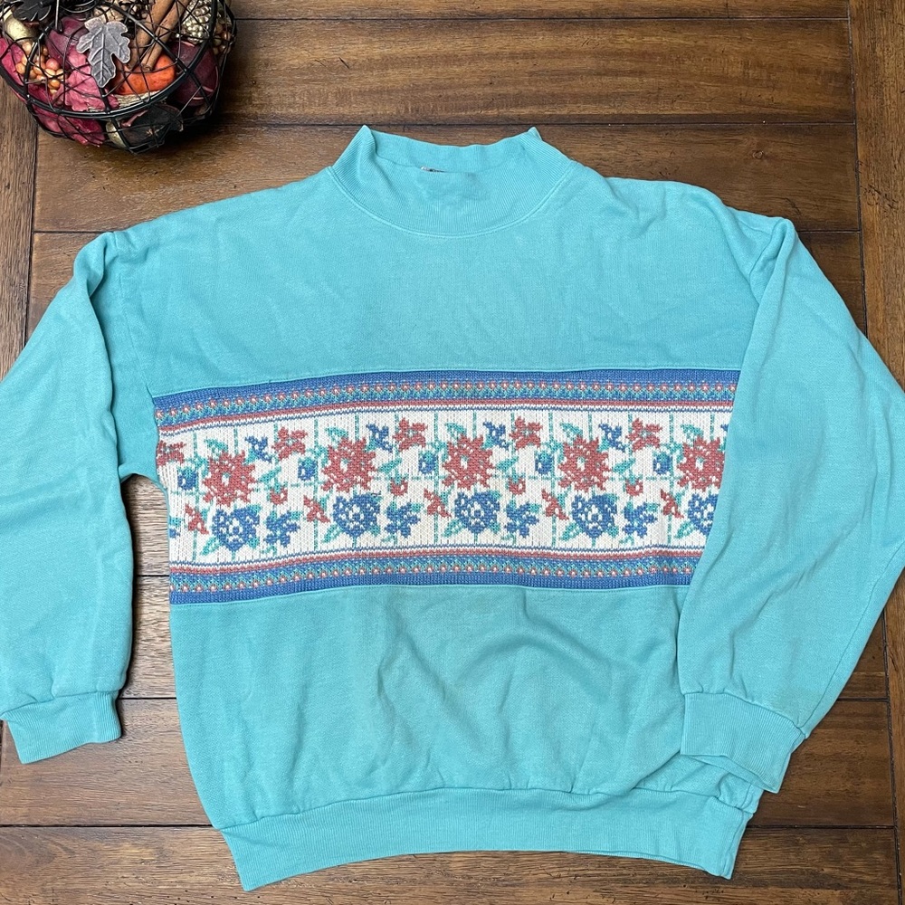 Vintage 80s Sweater with Knitting
